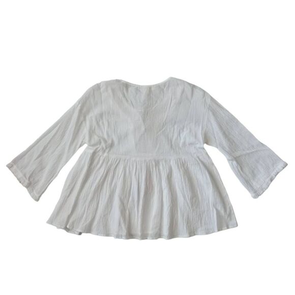 Hailey & Co. White Embroidered Bohohemian Fringe Tassel Blouse Women's Medium - Picture 2 of 12